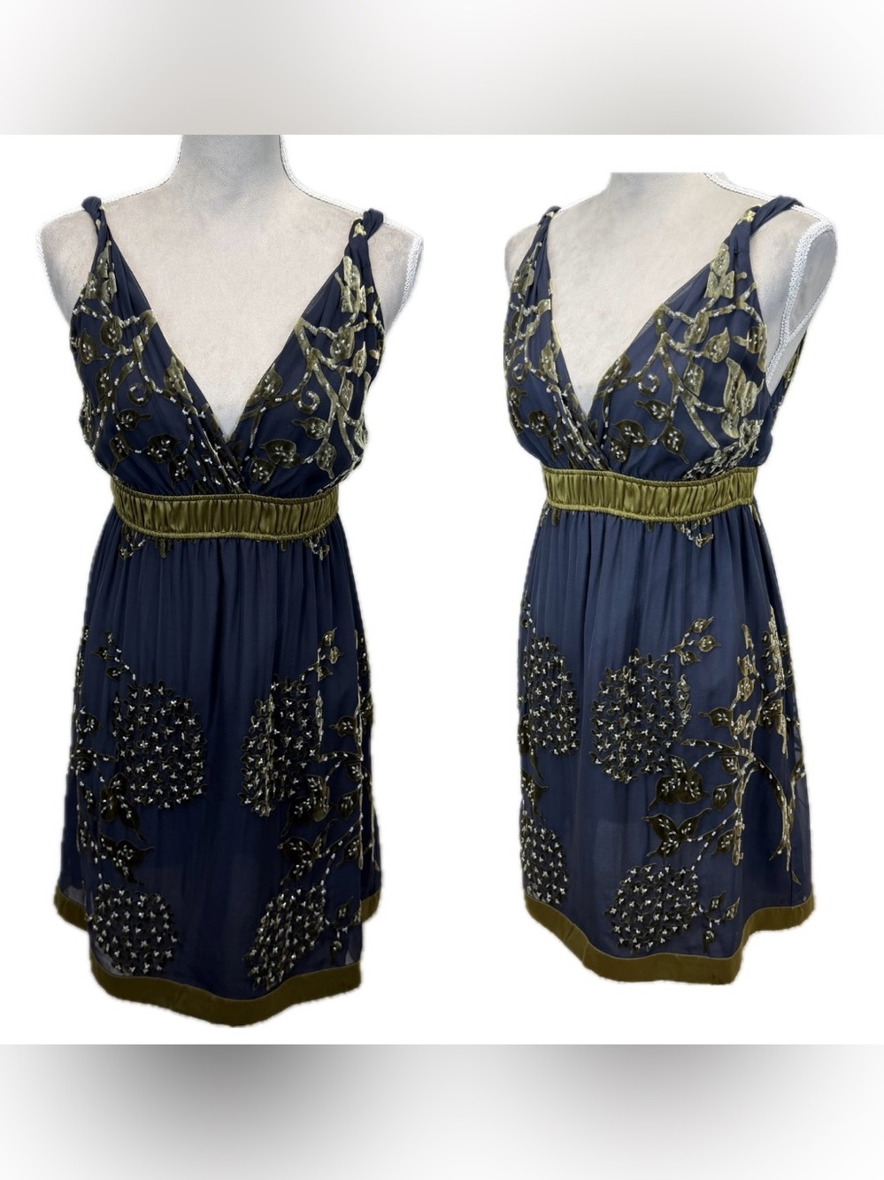 Vintage Hale Bob Silk Velvet Burnout Dress Sz S Beaded Whimsigoth Boho Babydoll
